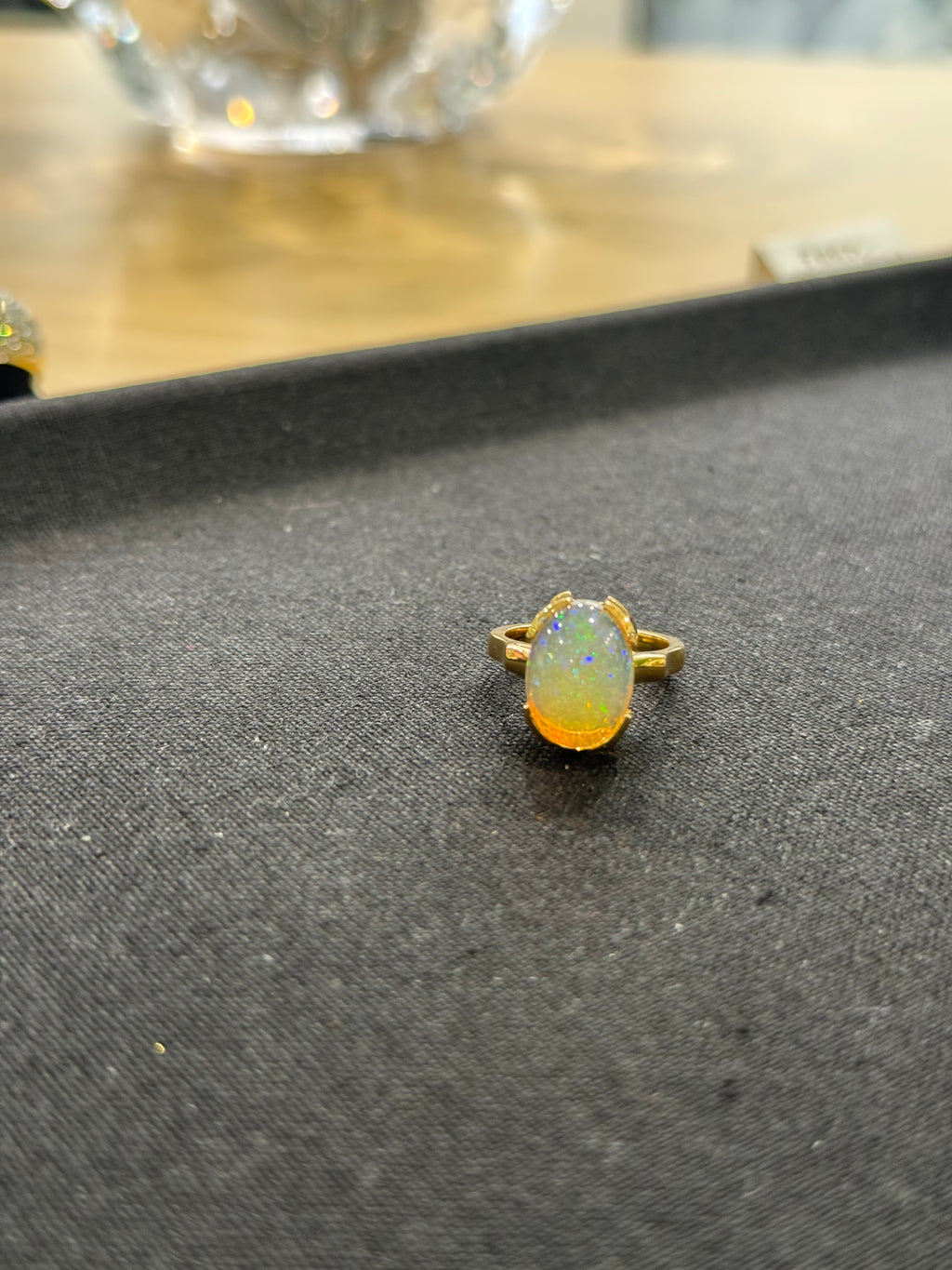 Bague or jaune opale naturelle – Bague vintage pierre de feu | Argor Colmar