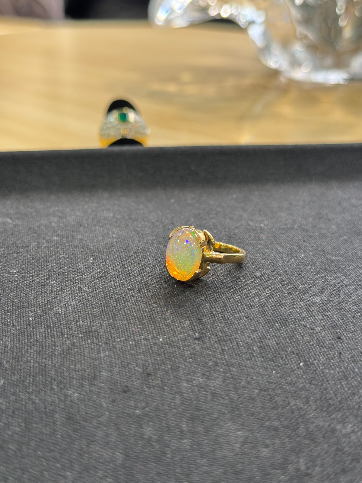 Bague or jaune opale naturelle – Bague vintage pierre de feu | Argor Colmar