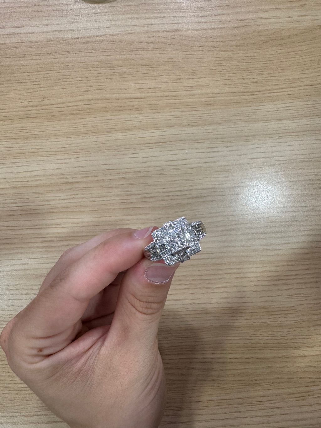 Bague or blanc 750 diamants art déco vintage seconde main