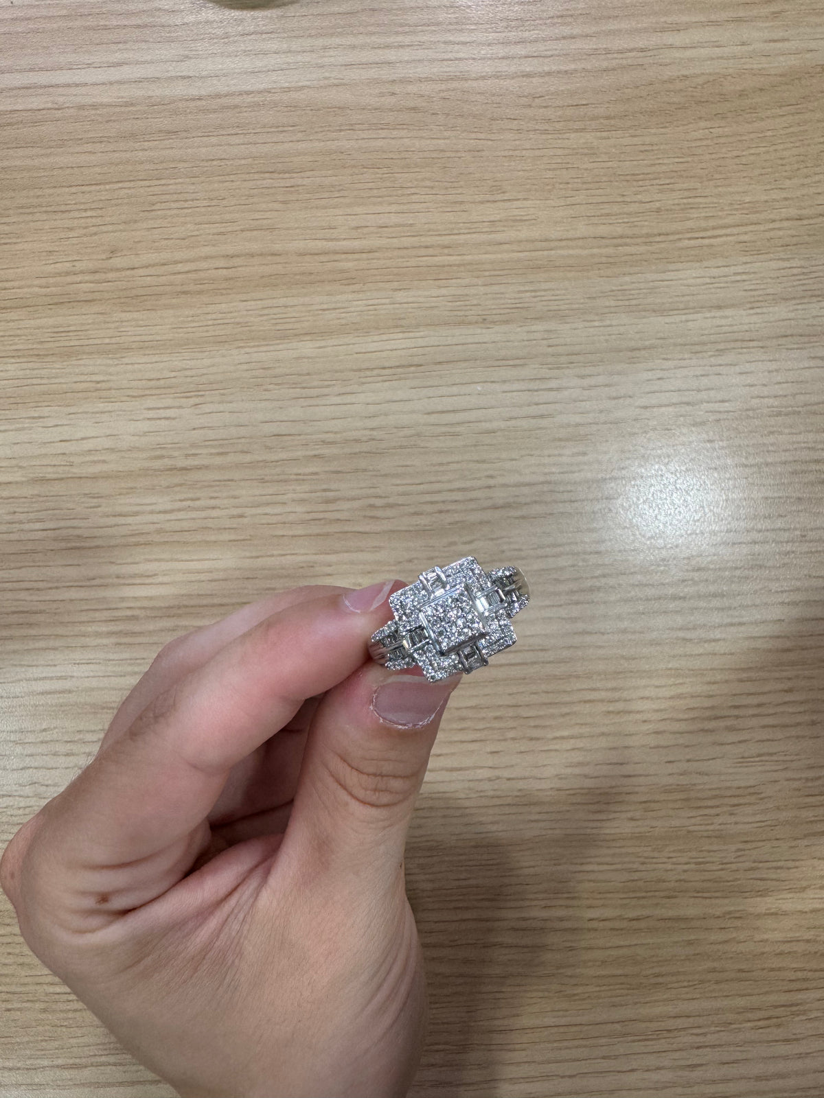 Bague or blanc 750 diamants art déco vintage seconde main