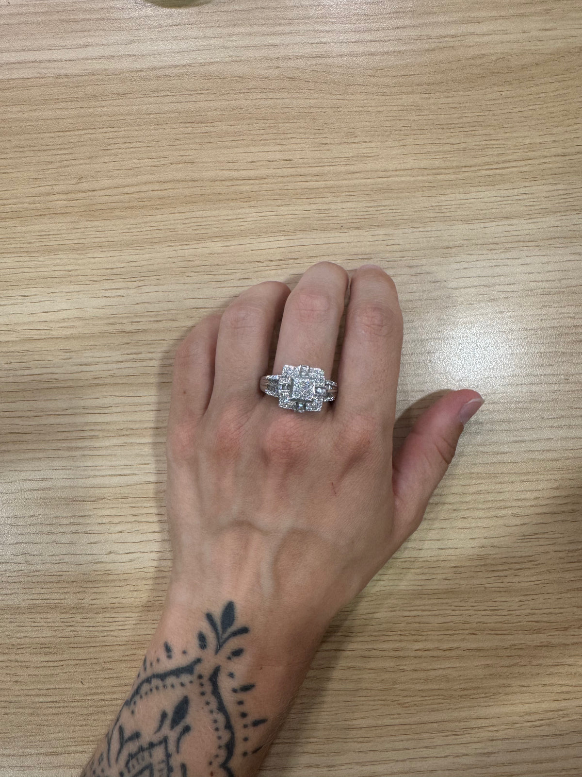 Bague or blanc 750 diamants art déco vintage seconde main