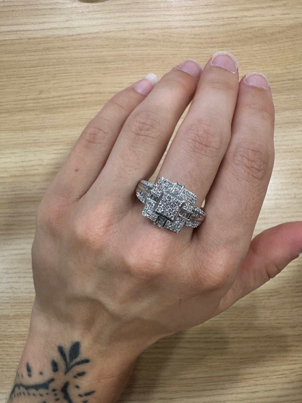 Bague or blanc 750 diamants art déco vintage seconde main