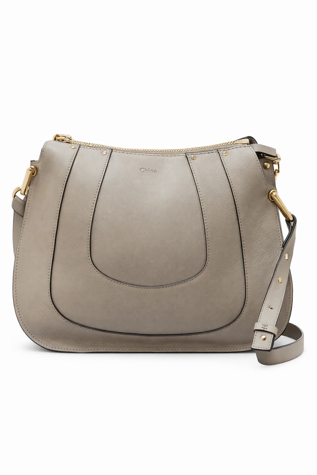 Sac Chloé Marcie en cuir gris – Sac bandoulière de luxe seconde main authentifié